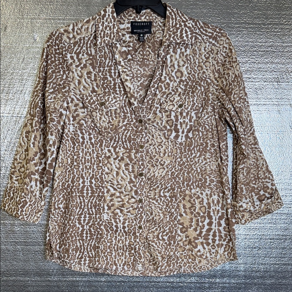 Foxcroft Brown Leopard Print Women's Top